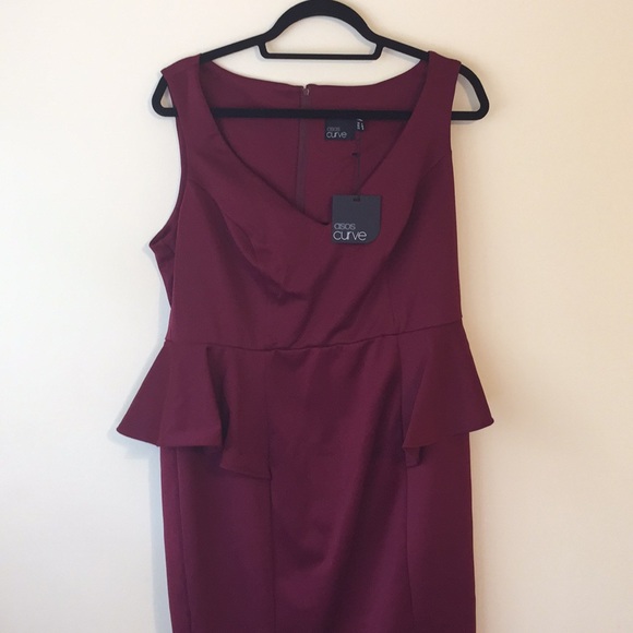 ASOS Curve Maroon dress size 14 - Picture 1 of 3
